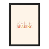 Reading Framed Wall Art, Book Lover Decor, I'd Rather Be Reading Print, Minimalist Art, Home Library Art, Gift for Reader, Black Frame - Tawshia